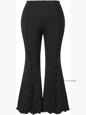 Plus Size Flare Leg Elastic Waist Leggings Soft Rib Knit Pants